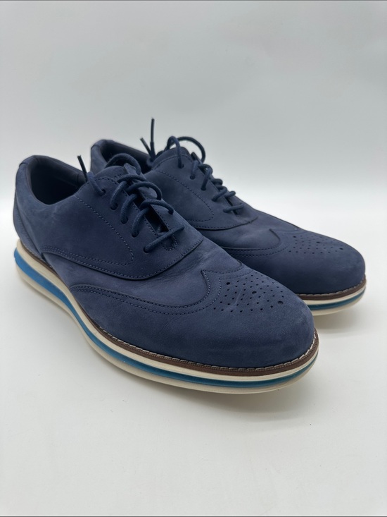 Cole Haan Other - Cole Haan Original Grand Navy Nubuck Wingtip Oxfords with Blue Sole Accents